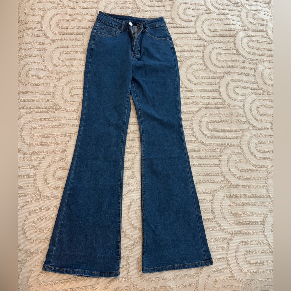 SHEIN Dark Blue Wide Leg Jeans